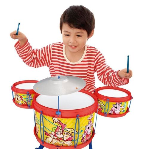 Bateria Musical Infantil Rosita Brinquedo 3 Tambores 1 Prato