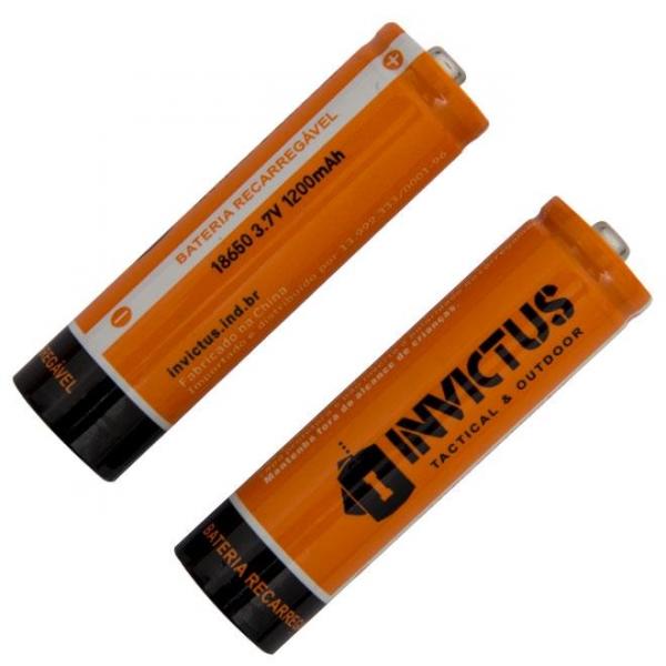 Bateria Recarregável Estilo AA 18650 Li-ion 3.7v 1200mAh (Kit com 2 Un.) - Invictus
