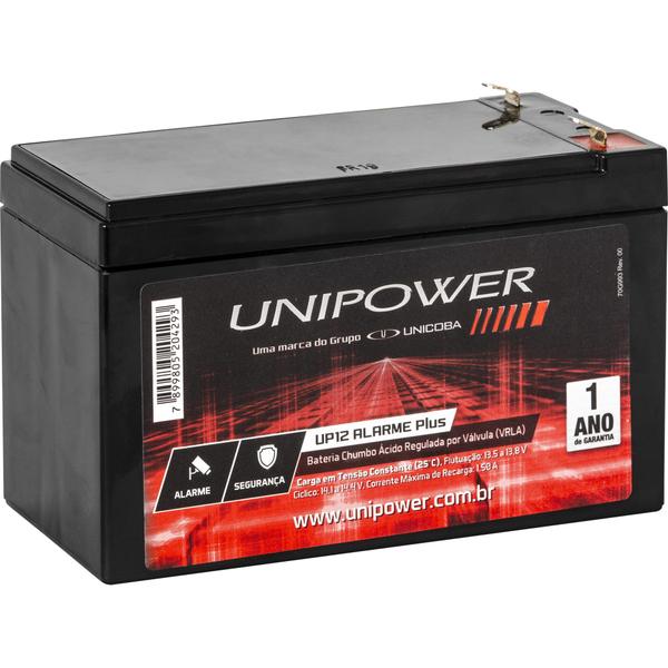Bateria Selada 12V 5AH UP12 Alarmeplus Preta UNIPOWER