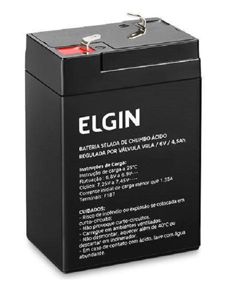Bateria Selada Elgin 6V 4,5Ah | Nobreak e Cerca Elétrica