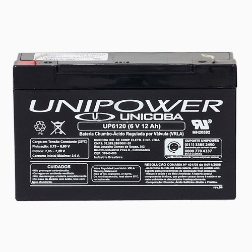 Bateria Selada UP6120 6V/12A Unipower