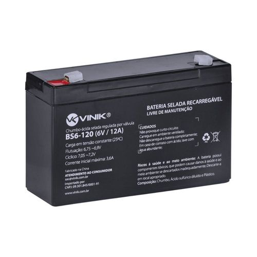 Bateria Selada Vinik 6 Volts 12 Amperes Bs6-12