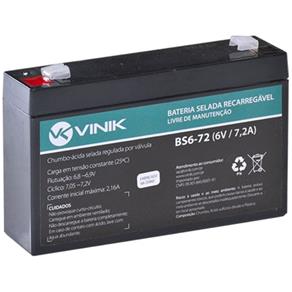 Bateria Selada Vinik Vlca 6v 7,2a Bs6-72