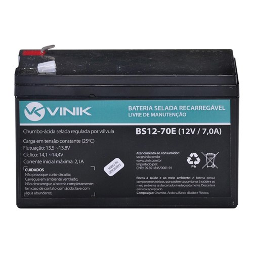 Bateria Selada Vlca 12V 7Ah 2.1A Bs12-70E Vinik