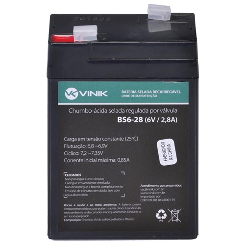 Bateria Selada Vlca 6V 1.3A Bs6-13 Vinik