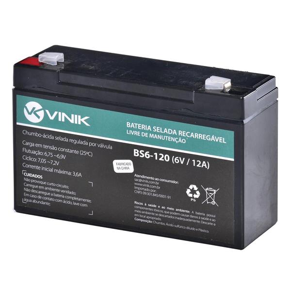 Bateria Selada VLCA 6V 12A BS6-120 - Vinik - Vinik