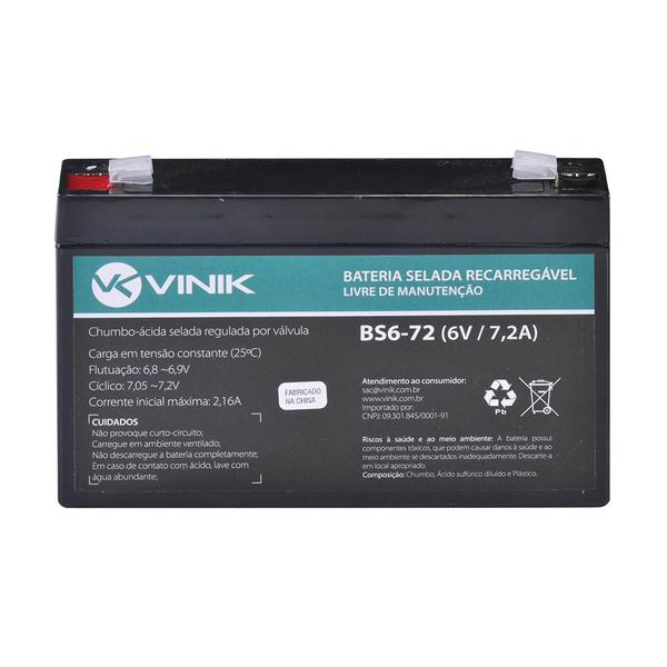 Bateria Selada VLCA 6V 7,2A BS6-72 - Vinik - Vinik