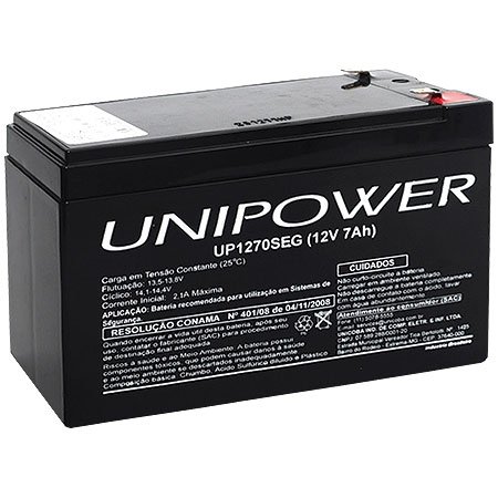 Bateria Unipower UP1270 Seg 12v 7ah Faston F187