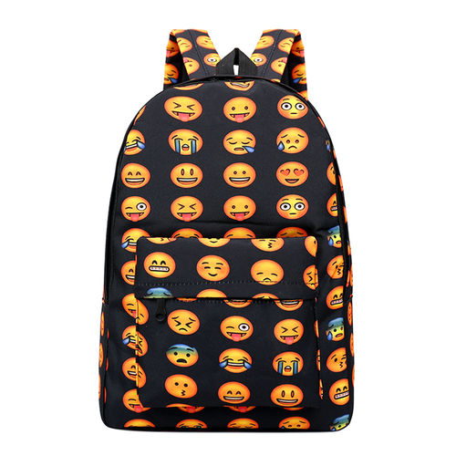 Big Capacidade dos Alunos Unissex Backpack Oxford Cloth Qq Emoji Expressão Bolsa de Ombro