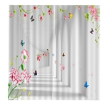 BJQ-1481Curtain Floral Flowers Printing Door Window Curtains Home decor