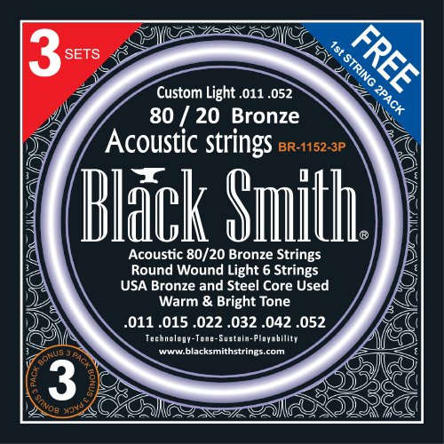 Black Smith Br-1152-3P Custom Light .011 - .052 - Pack com 3 Encordoam...