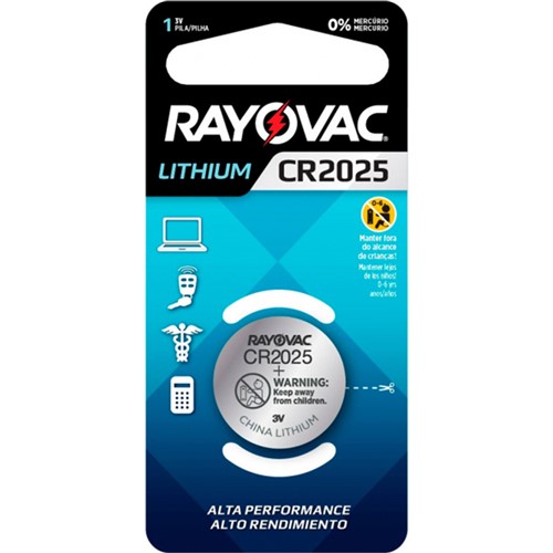 Blister com 1 Bateria de Lithium 3V - Cr2025 - Rayovac