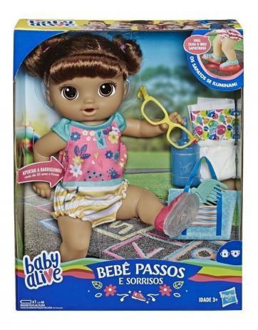 Boneca Baby Alive Hasbro Passos e Sorriso Morena-E5248