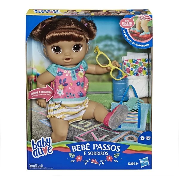 Boneca Baby Alive Passos e Sorrisos Primeiros Passinhos Morena - Hasbro