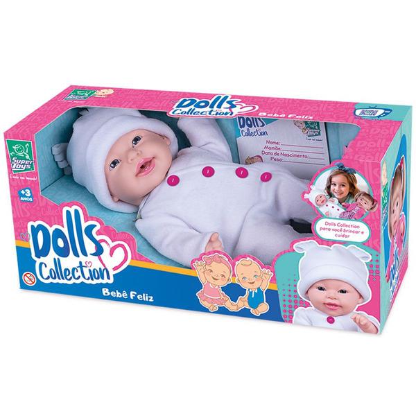 Boneca Dolls Collection Bebê Feliz Sons de Bebê Super Toys