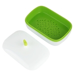 Bonito Double Layer suporte do sabão Caixa Dish Banho Household Organizer (coração verde)