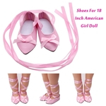 Bow atadura Sapatos Para Toy 18 Inch American Doll menina Acess¨®rio