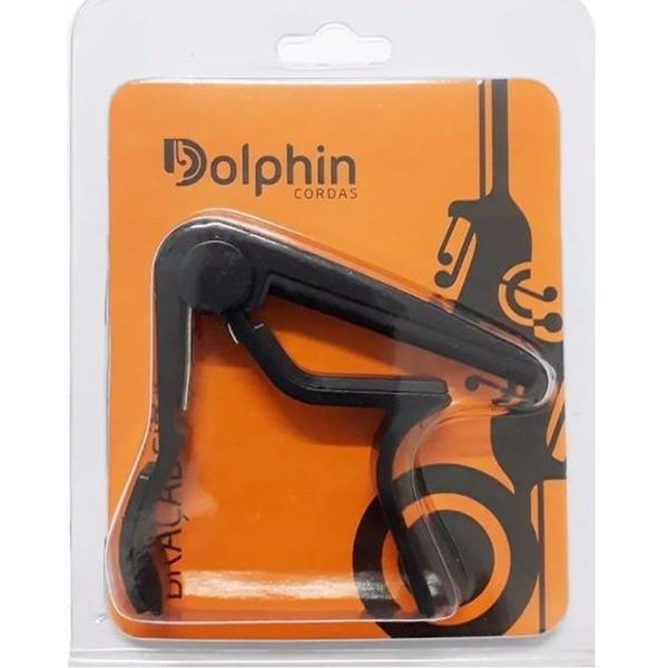Braçadeira Capotraste Delrin para Violão Aço Preta Dolphin