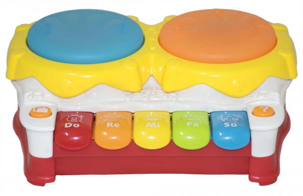 Brinquedo Educativo Piano Tambor para Bebê 1 Ano, com Luzes e Som - Bbr Toys