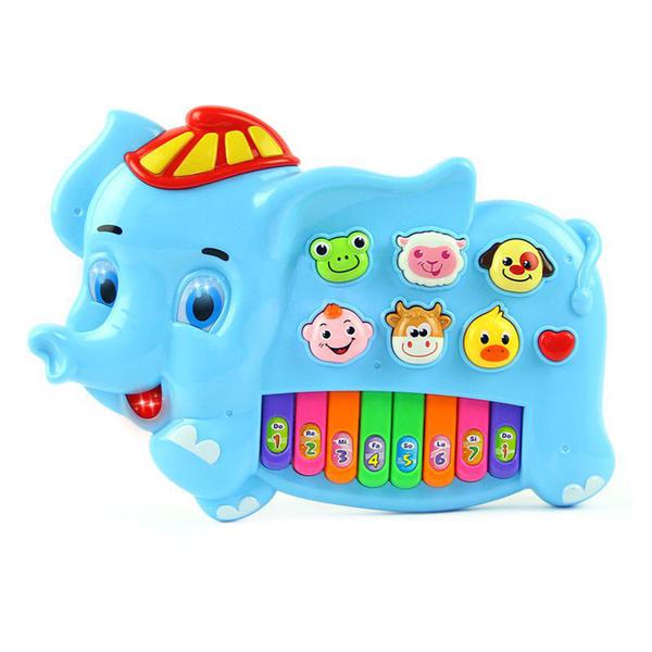 Brinquedo Elefante Teclado Infantil Bebês com Músicas Luzes - Toy King