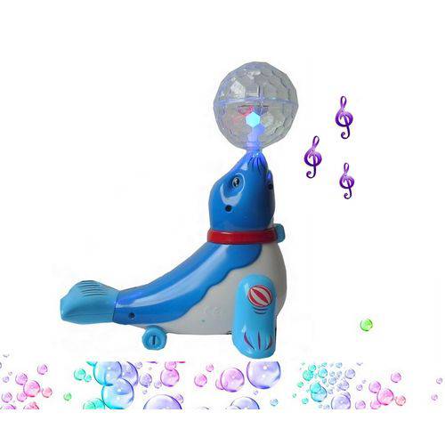 Brinquedo Infantil Foca Musical com Bola que Acende Luz em Led