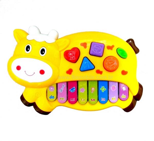 Brinquedo Pianinho Musical Baby Infantil Musicas Som e Bichos Vaquinha - Piano Cow