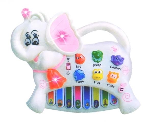 Brinquedo Pianinho Musical para Bebês Piano Infantil com Som e Luzes Elefante Branco - Piano Cow