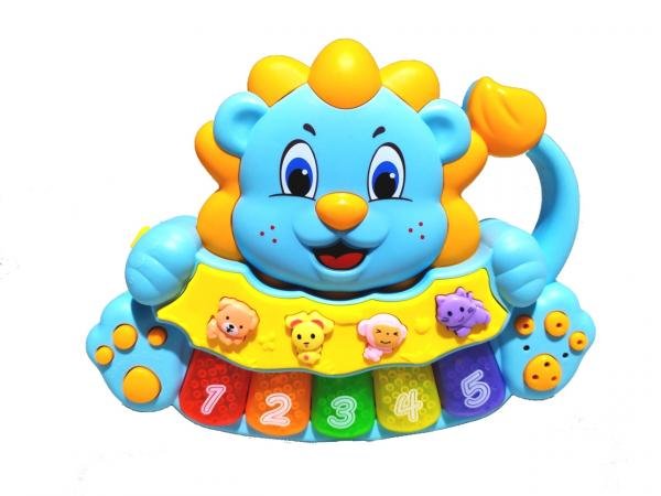 Brinquedo Pianinho Musical para Bebês Piano Infantil com Som e Luzes Leão Azul - Piano Cow