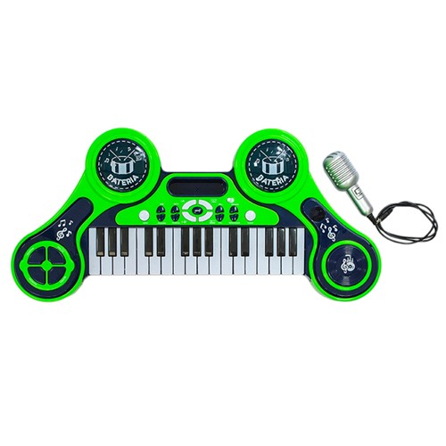 Brinquedo Piano Eletrônico com Microfone - Infantil - Unik Toys Verde