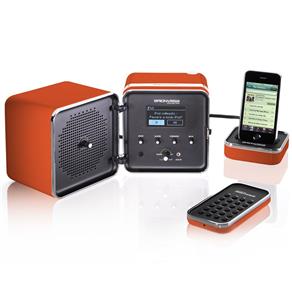 Brionvega Radiocubo.it - Sistema de Áudio / Dock / Rádio FM e Online / Wi-fi / USB Orange