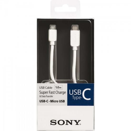 Cabo de Transferencia e Carregamento USB Tipo C Micro USB CP-CB100 1M Branco SONY