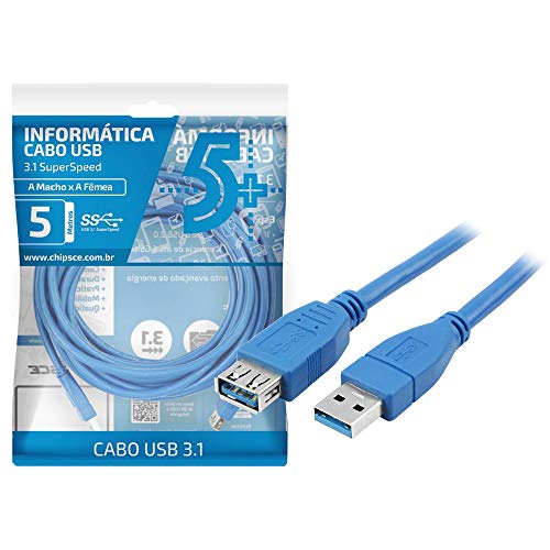 Cabo Extensor USB 3.1 a Macho + a Fêmea 3 Metros - 018-7723 - ChipSCE
