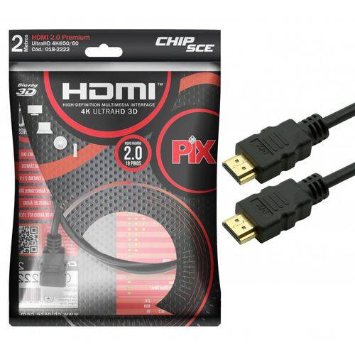 Cabo HDMI 2.0 2 Metros 4K UltraHD 19 Pinos - ChipSCE - 018-2222