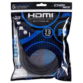 Cabo HDMI 2.0 Premium Ultra HD 4K@50/60 3D, ChipSce - 5 Metros