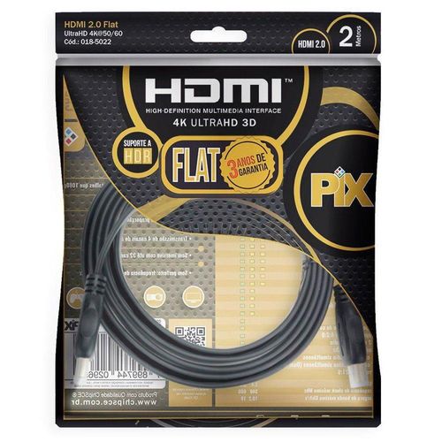 Cabo HDMI 4K Flat 2.0 HDR 19 Pinos