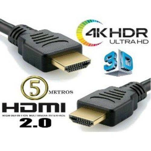 Cabo Hdmi 5 Metros 2.0 4k Ultra HD Filtro Pino Dourado Mxt