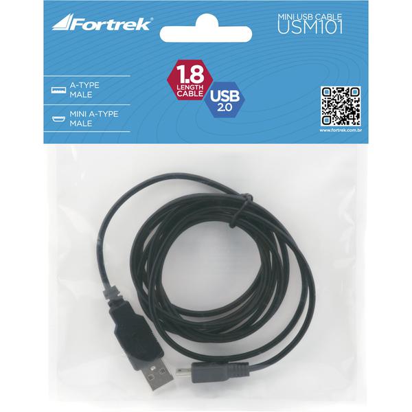 Cabo Mini USB a Macho X USB a Macho 1,8 Metros USM-101 Preto - Fortrek