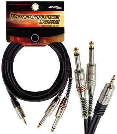 Cabo 2 P10 Mono X P2 Stereo Profissional Ouro 5 Metros - Chipsce