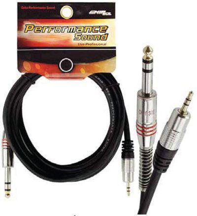 Cabo P10 Stereo X P2 Stereo Profissional Ouro - 2 Metros - Chipsce