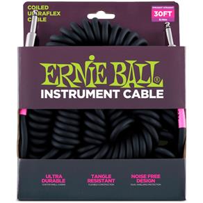 Cabo para Instrumentos Ernie Ball Ultraflex Cable Espiral 9,14m P10 X P10 Preto