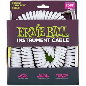 Cabo para Instrumentos Ernie Ball Ultraflex Cable Espiral 9,14m P10 X P10L Branco