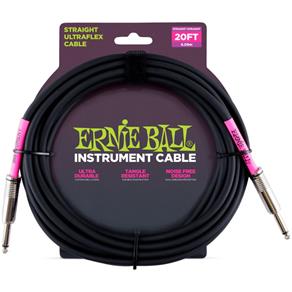 Cabo para Instrumentos Ernie Ball Ultraflex Cable Reto 6,09m P10 X P10 Preto