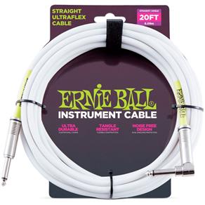 Cabo para Instrumentos Ernie Ball Ultraflex Cable Reto 6,09m P10 X P10L Branco