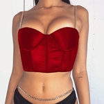 Cadeia Patchwork elegante Correia Tops Mulheres Backless Sexy Sling Vest
