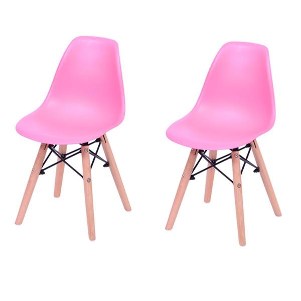 2 Cadeira Eames Eiffel Infantil Rosa Decoradeira