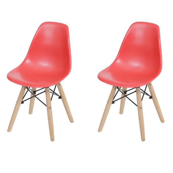 2 Cadeira Eames Eiffel Infantil Vermelha Decoradeira