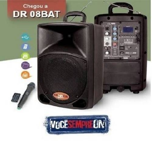 Caixa Acústica Ativa com Bateria Interna Dr08bat - Acompanha Microfone