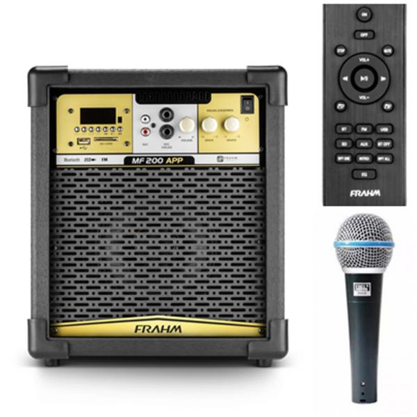 Caixa Amplificada Multiuso Frahm Mf 200 App + Microfone Ba 30