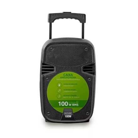 Caixa Amplificadora 100W RMS Bluetooth + Microfone com Fio - Multilaser