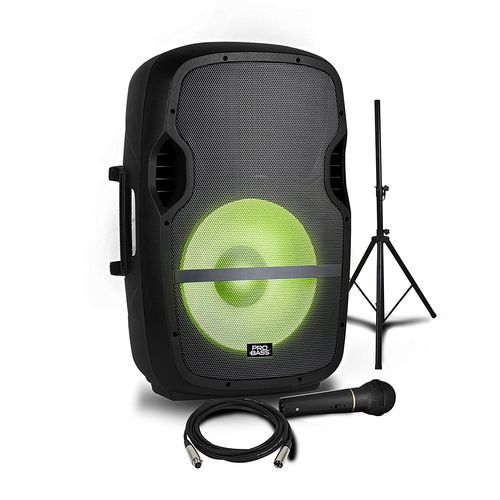 Caixa Ativa Pro Bass 15 Elevate Lp 800 Watts + Tripé + Microfone